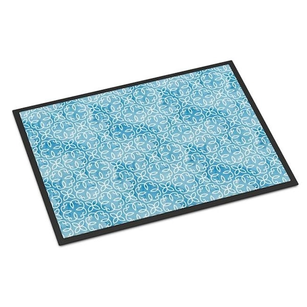 Carolines Treasures BB7555JMAT Watercolor Geometric Cirlce on Blue Indoor or Outdoor Mat; 24 x 36 in. BB7555JMAT - main